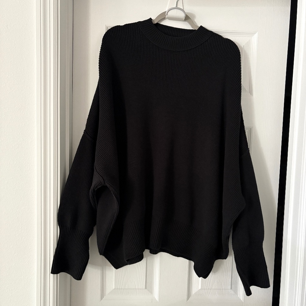 Free People Easy Street Tunic Sweater in Black Small